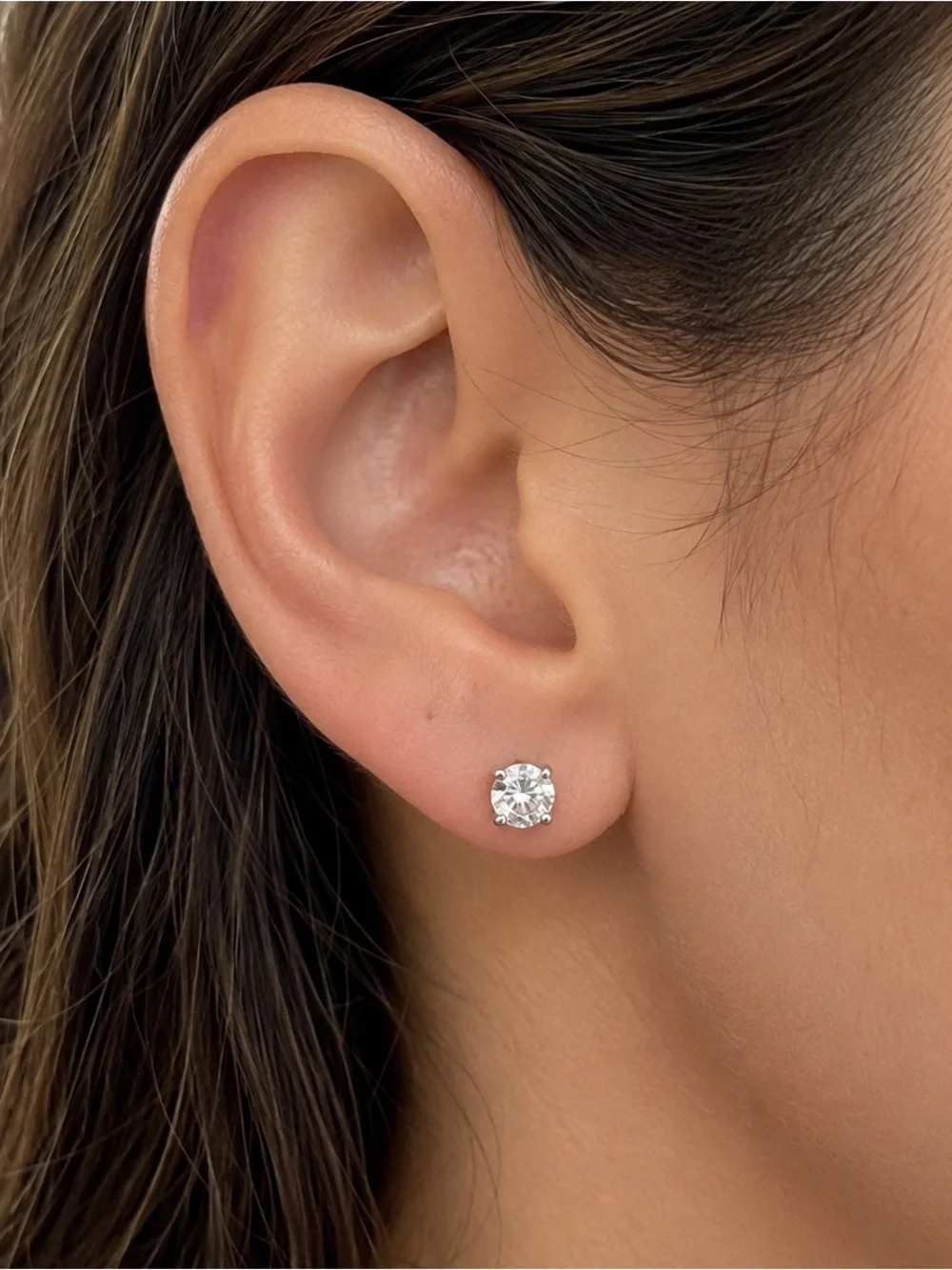 0.5ct Moissanite Stud Earrings 5mm 925 Sterling Silver Screwback